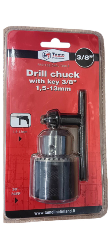 DRILL CHUCK WITH KEY 3/8", 0-13 MM