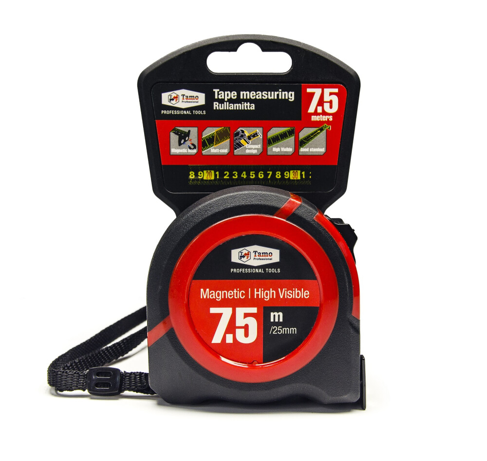 TAMO TAPE MEASURE HI VIS MAGN 7.5 M