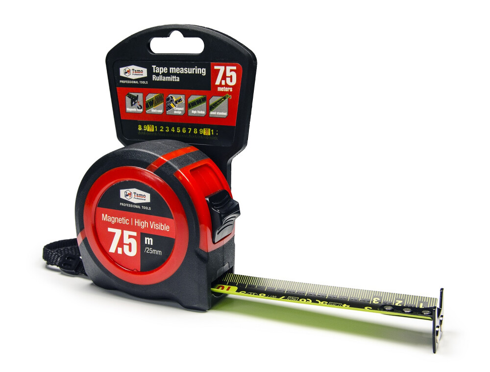 TAMO TAPE MEASURE HI VIS MAGN 7.5 M