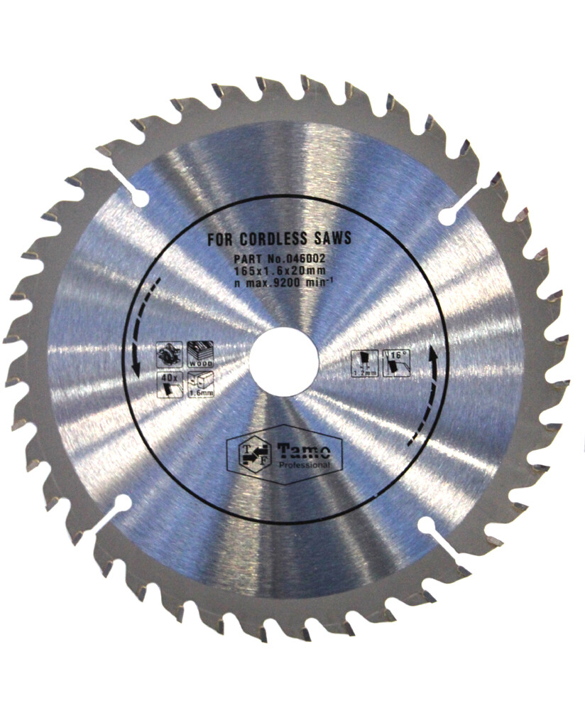 TAMO BATTERY CIRCULAR SAW BLADE FOR WOOD 165/1,6/20 MM 40T