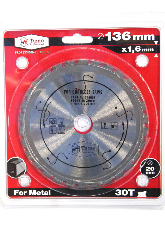 TAMO BATTERY CIRCULAR SAW BLADE FOR METAL 136/1,6/20 MM 30T