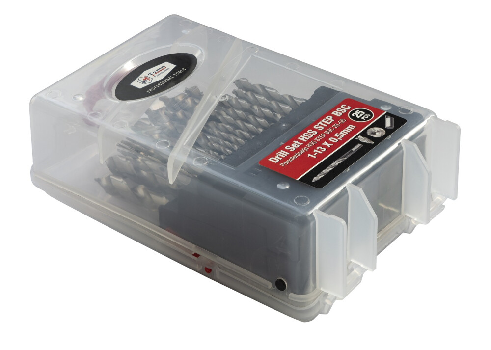 TAMO DRILL SET HSS STEP 25-PCS BSC TAMO DRILL SET HSS STEP 25-PCS BSC