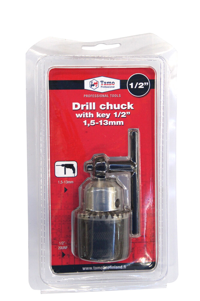 DRILL CHUCK WITH KEY 1/2", 0-13 MM