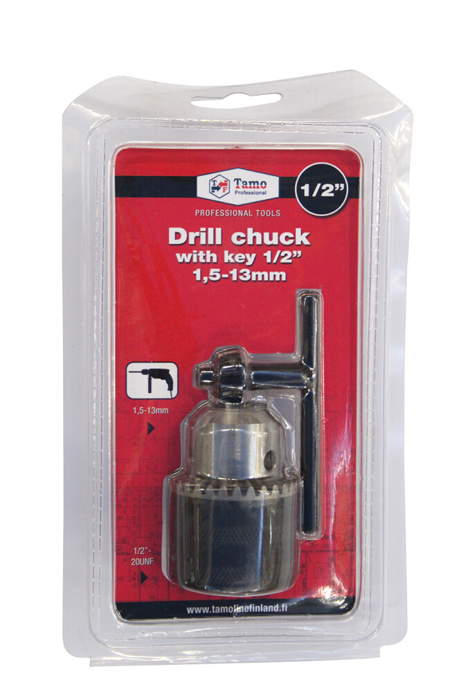 DRILL CHUCK WITH KEY 1/2", 0-13 MM