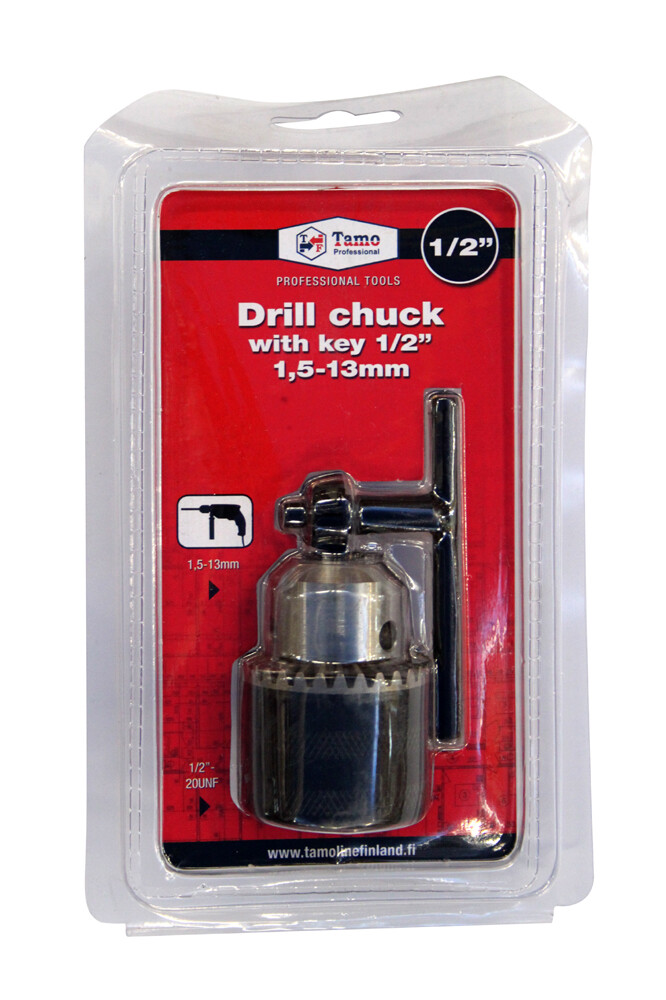 DRILL CHUCK WITH KEY 1/2", 0-13 MM