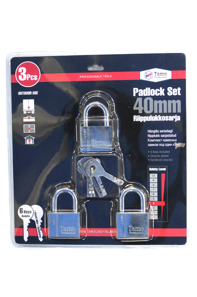 TAMO PADLOCK SET 40MM 3PCS