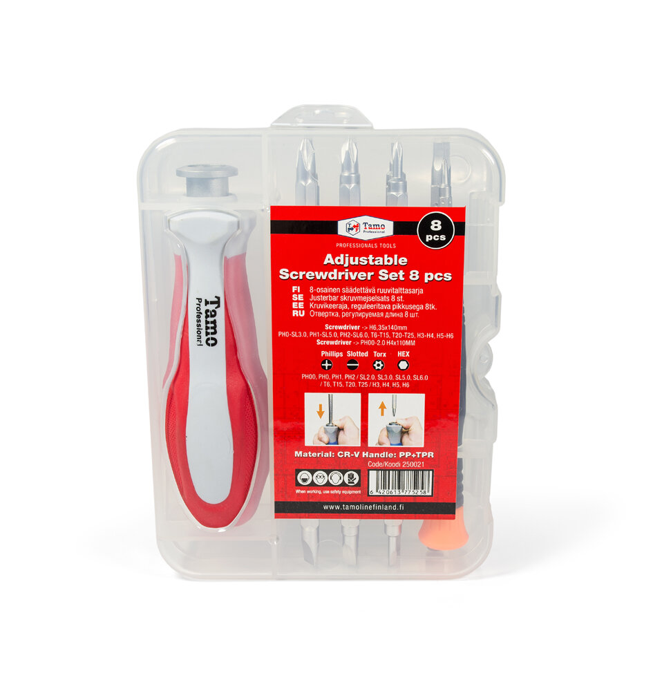 ADJUSTABLE SCREWDRIVER SET 8 PCS