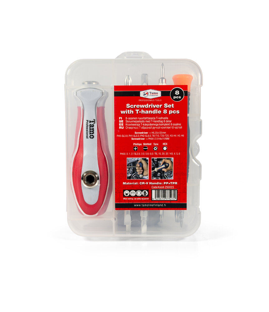 SCREWDRIVER SET WITH T-HANDLE 8-PCS