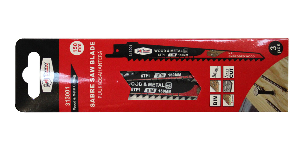 TAMO RECIPROCATING SAW BLADE WOOD AND METAL BIM 150 MM 6T