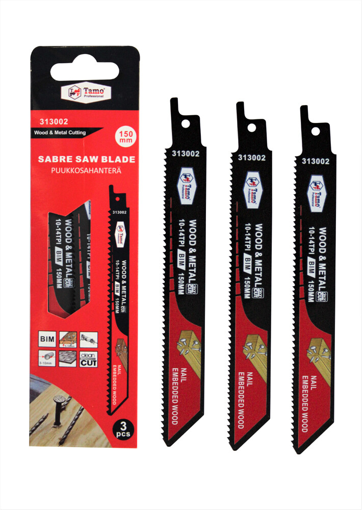 TAMO RECIPROCATING SAW BLADE WOOD AND METAL BIM 150 MM 10-14T