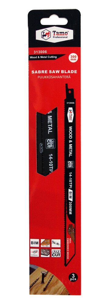 TAMO RECIPROCATING SAW BLADE WOOD AND METAL BIM 300 MM 10-14T