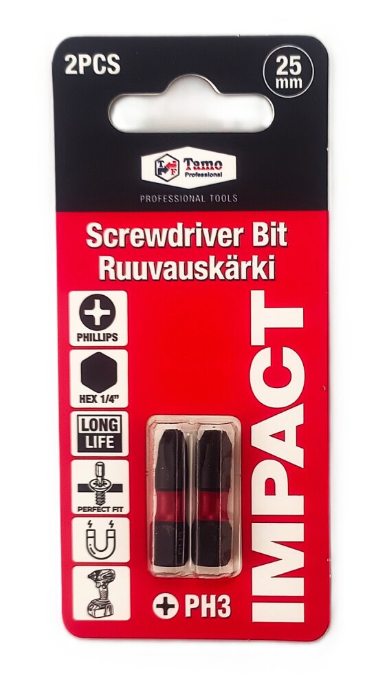 TAMO SCREWDRIVER BIT IMPACT PH3, 25MM, 2PCS