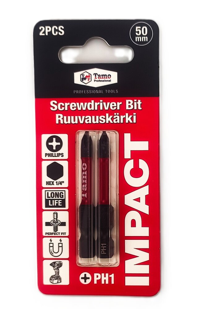 TAMO SCREWDRIVER BIT IMPACT PH1, 50MM, 2PCS