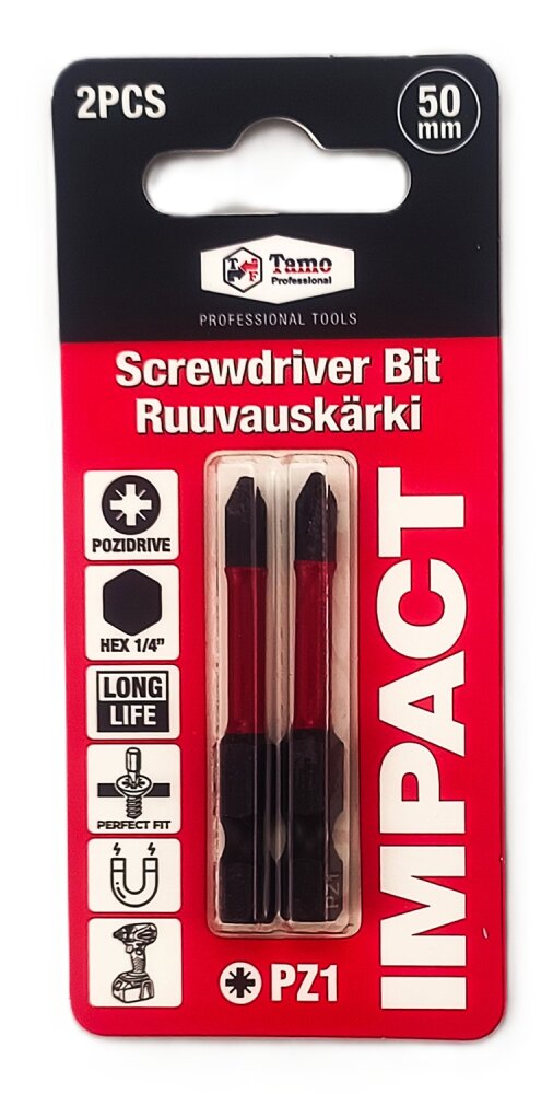 TAMO SCREWDRIVER BIT IMPACT PZ1, 50MM, 2PCS