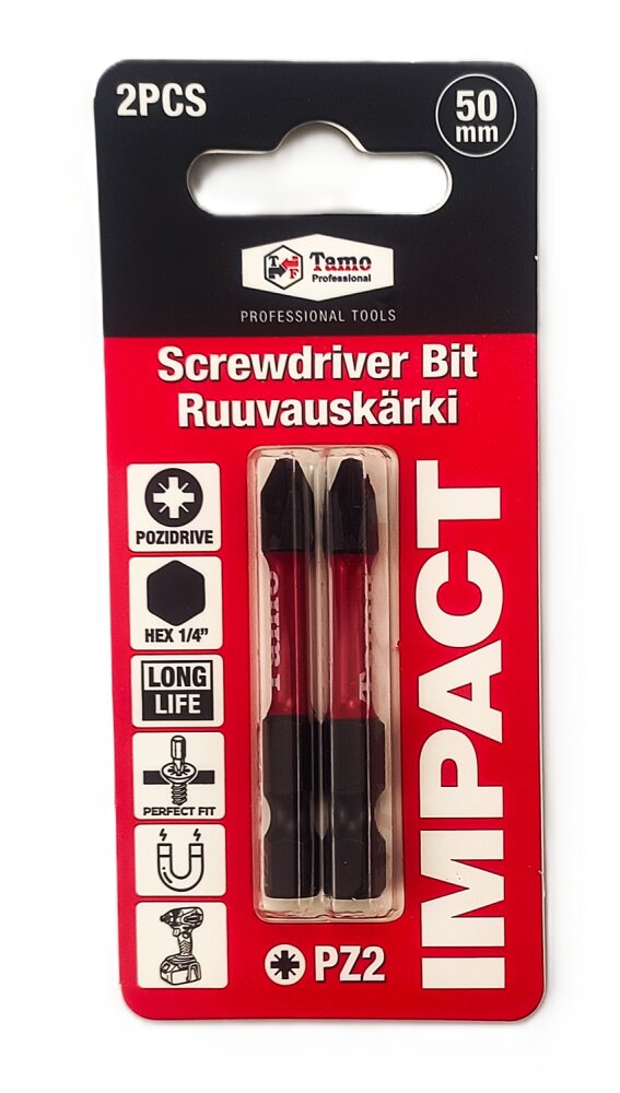 TAMO SCREWDRIVER BIT IMPACT PZ2, 50MM, 2PCS