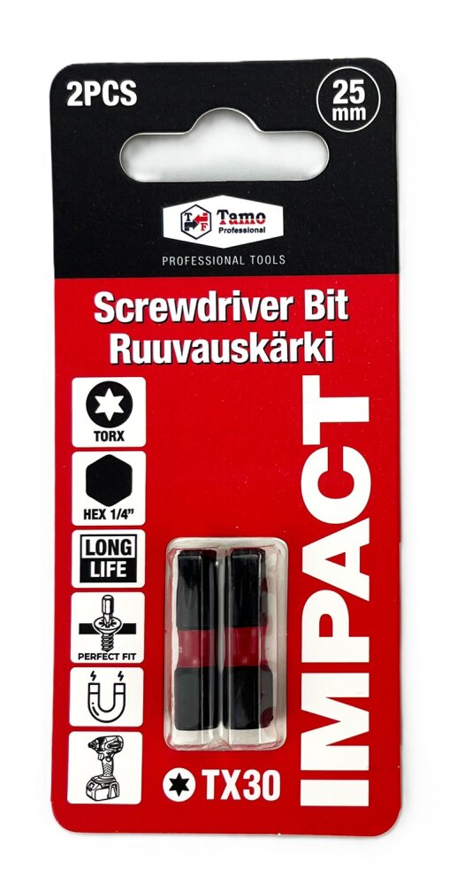 TAMO SCREWDRIVER BIT IMPACT TX30, 25MM, 2PCS
