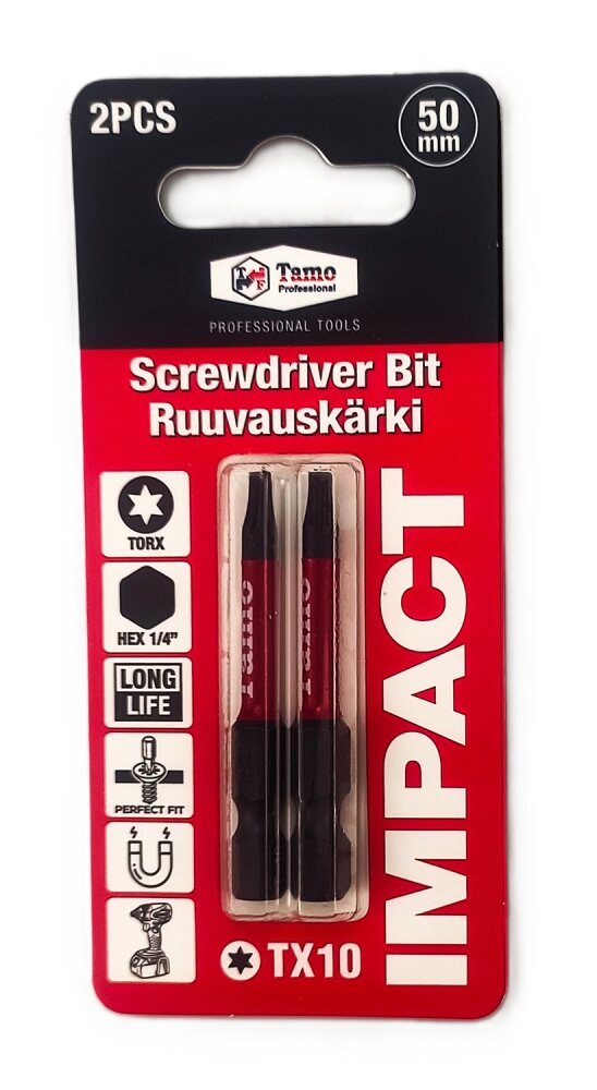 TAMO SCREWDRIVER BIT IMPACT TX10, 50MM, 2PCS