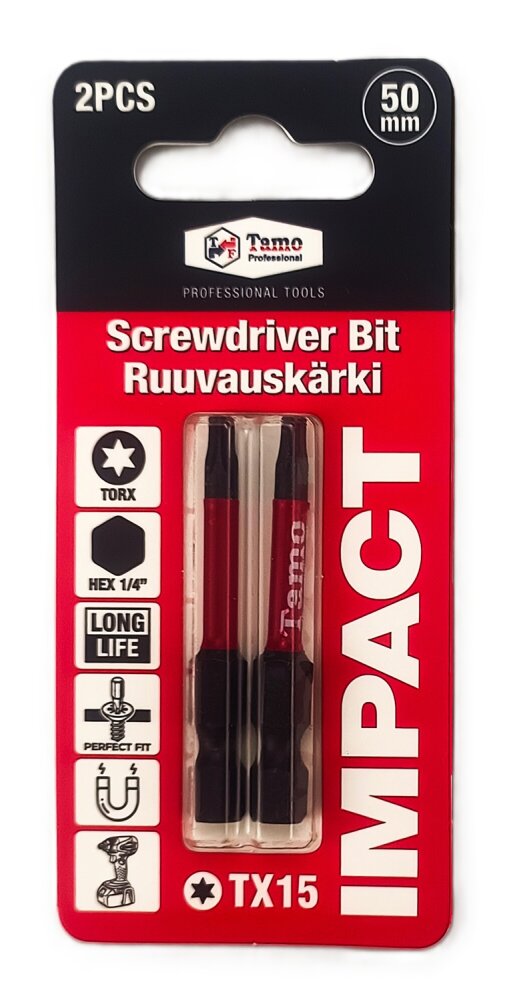 TAMO SCREWDRIVER BIT IMPACT TX15, 50MM, 2PCS