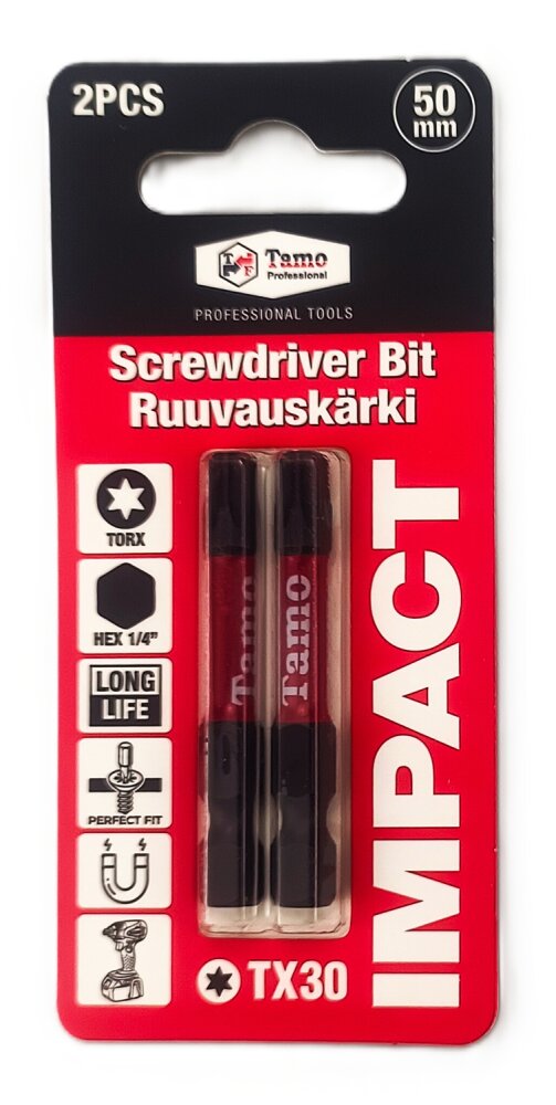 TAMO SCREWDRIVER BIT IMPACT TX25, 50MM, 2PCS