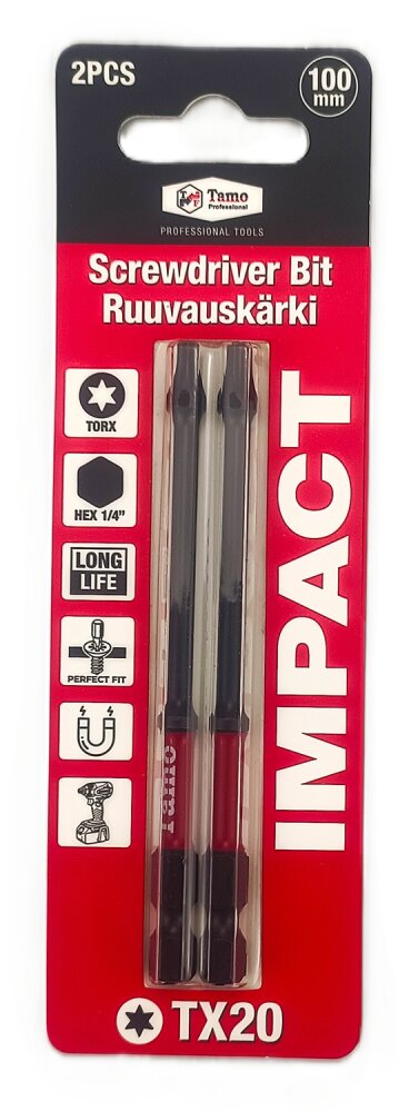 TAMO SCREWDRIVER BIT IMPACT TX20, 100MM, 2PCS