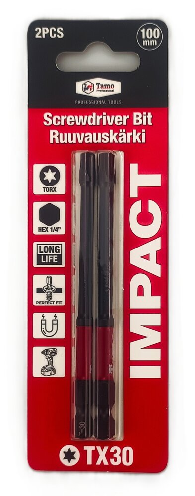 TAMO SCREWDRIVER BIT IMPACT TX30, 100MM, 2PCS