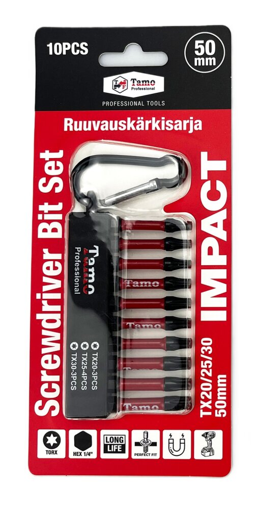 TAMO SCREWDRIVER BIT SET TX20,25,30/50MM 10PCS