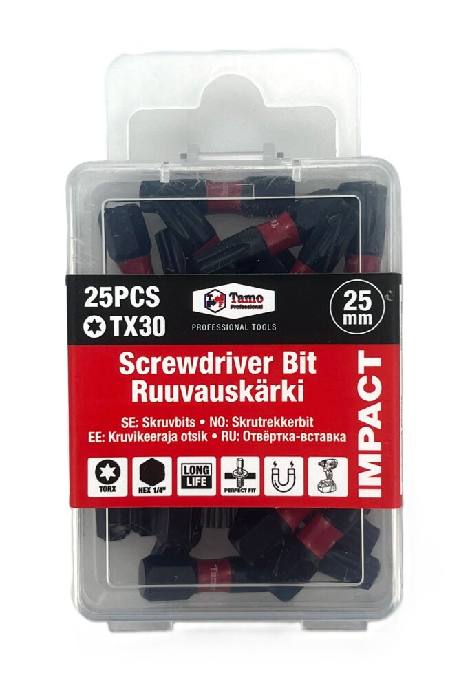TAMO SCREWDRIVER BIT IMPACT TX30, 25MM, 25PCS